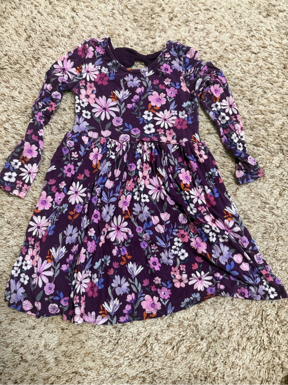 Little SleepiesPurple Floral Long Sleeve Dress